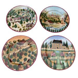 Gear Cottagecore Plates Dessert Four Seasons Block Country Village Set 4 Vintage